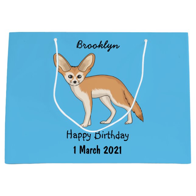 Fennec fox cartoon illustration large gift bag (Front)