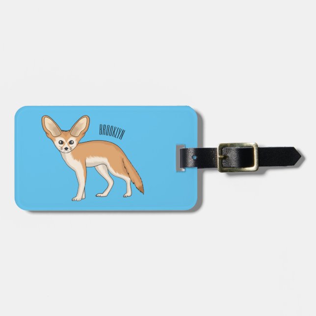 Fennec fox cartoon illustration luggage tag (Front Horizontal)