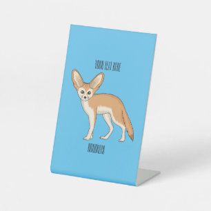 Fennec fox cartoon illustration pedestal sign