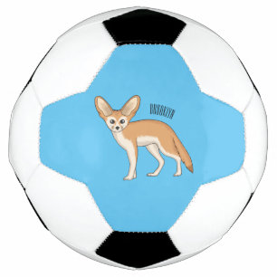 Fennec fox cartoon illustration soccer ball