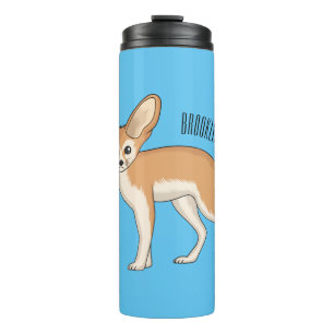 Fennec fox cartoon illustration thermal tumbler