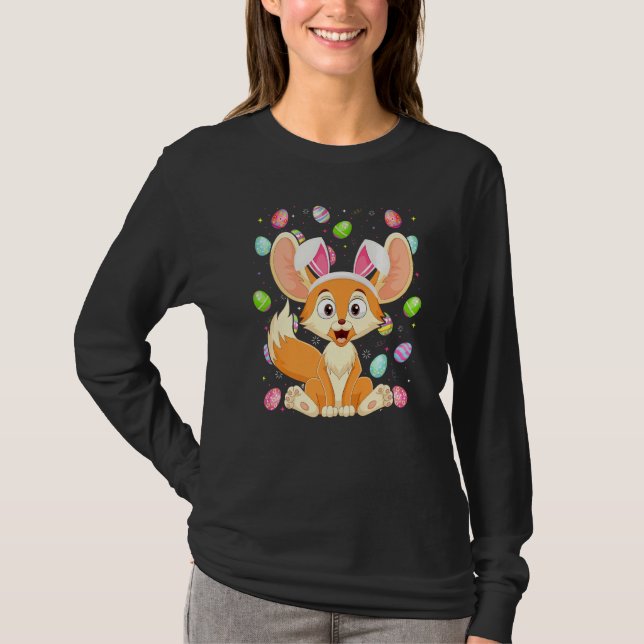 Fennec Fox Easter Egg  Funny Fennec Fox Easter Sun T-Shirt (Front)