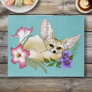 Fennec Fox Flowers Cute Jigsaw Puzzle