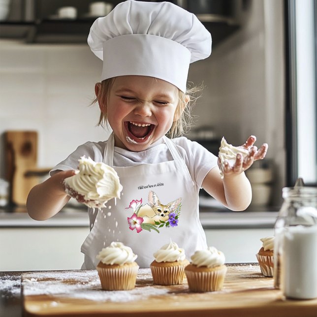 Fennec Fox Flowers Cute Kids Apron (Creator Uploaded)