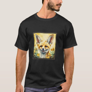 Fennec Fox Garden Flowers Painting Pet Mum Dad T-Shirt