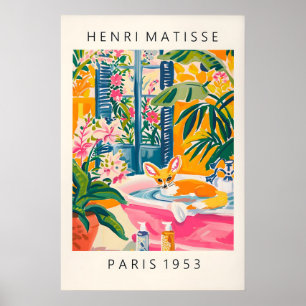 Fennec Fox in Bathtub Art Print Matisse Style