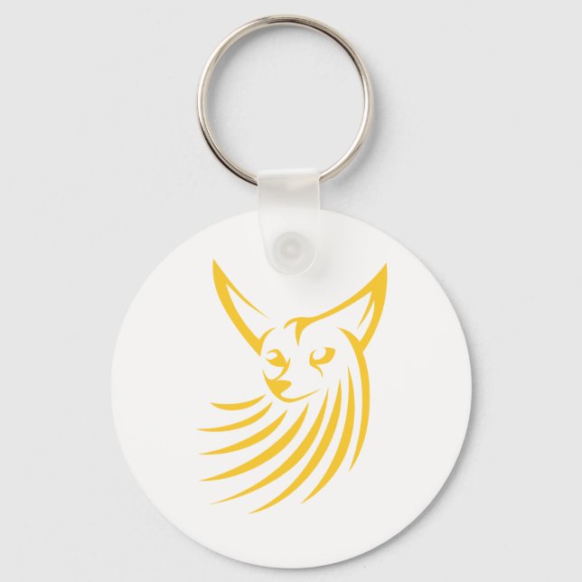 Fennec Fox in Swish Drawing Style Key Ring (Front)