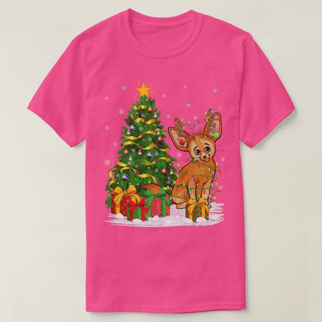 Fennec Fox Lover Matching Xmas Lighting Fennec Fox T-Shirt (Design Front)