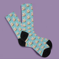 Fennec Fox Pink Purple Flowers Cute Blue Botanical