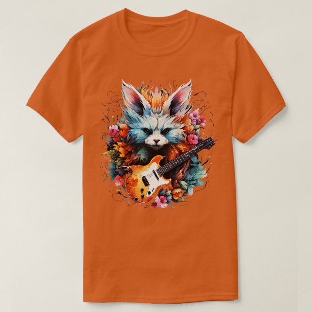 Fennec Fox Playing Guitar T-Shirt (Design Front)