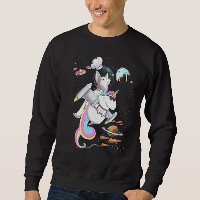 Fennec Fox Riding Unicorn Food Pizza Space Party P Sweatshirt (Front)