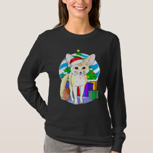 Fennec Fox Santa Hat Christmas Tree Decor T-Shirt