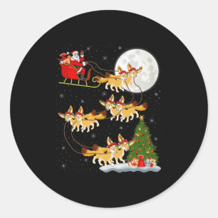 Fennec Fox Santa Sleigh Flying Funny Magical Chris Classic Round Sticker