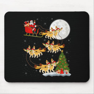 Fennec Fox Santa Sleigh Flying Funny Magical Chris Mouse Pad