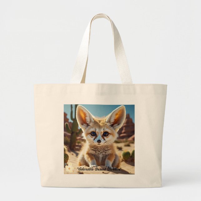 "Fennec Fox Style" Large Tote Bag (Front)