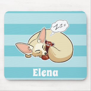 Fennec Fox With Red Panda - Personalised Animal Mouse Pad