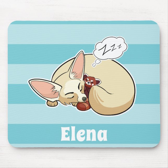 Fennec Fox With Red Panda - Personalised Animal Mouse Pad (Front)