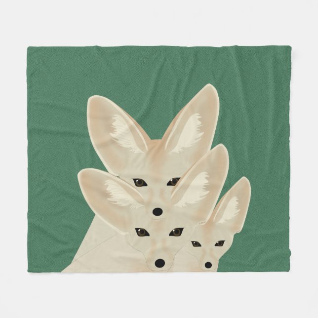 Fennec Foxes Fleece Blanket (Front (Horizontal))