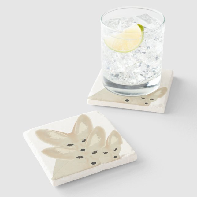 Fennec Foxes Stone Coaster (Side)