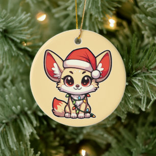 Fennec Merry Christmas Winter Animals Cute Fennecs Ceramic Tree Decoration