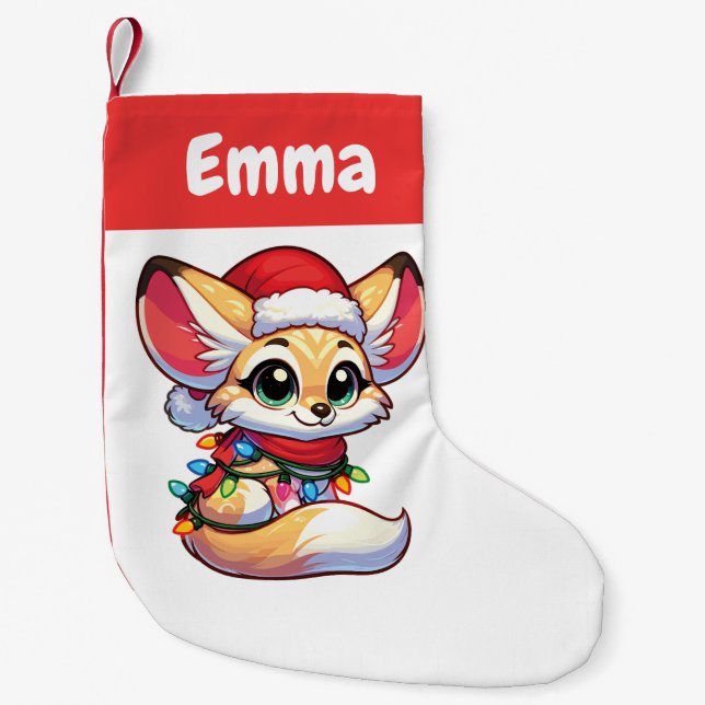 Fennec Merry Christmas Winter Animals Cute Fennecs Small Christmas Stocking (Front)