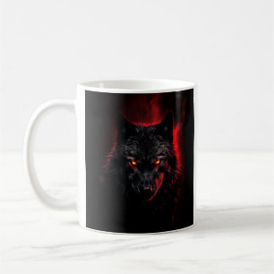 Fenrir - Black Wolf with Red Eyes Coffee Mug
