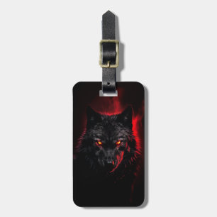 Fenrir - Black Wolf with Red Eyes Luggage Tag
