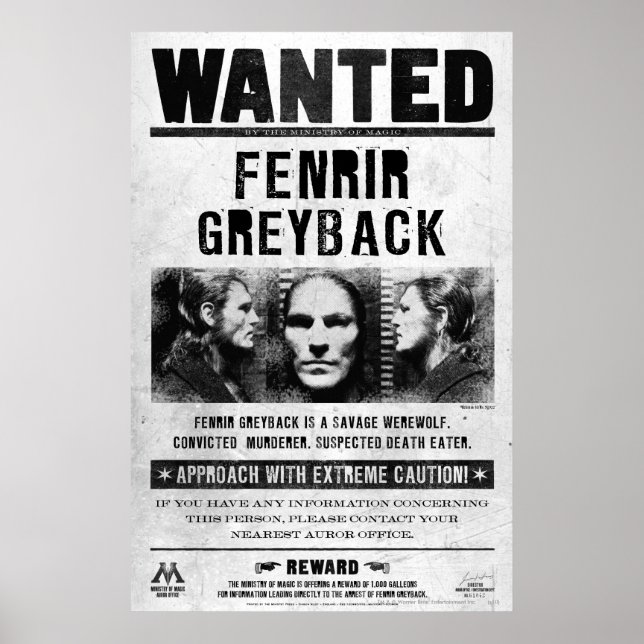 Fenrir Greyback Wanted Poster (Front)
