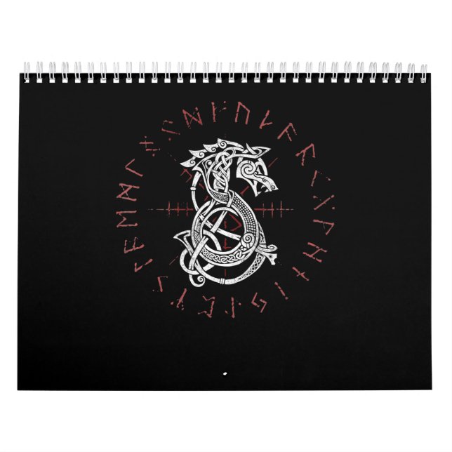 Fenrir Wolf Of Odin Celtic Norse Runes Distressed Calendar (Cover)