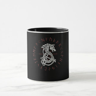 Fenrir Wolf Of Odin Celtic Norse Runes Distressed Mug