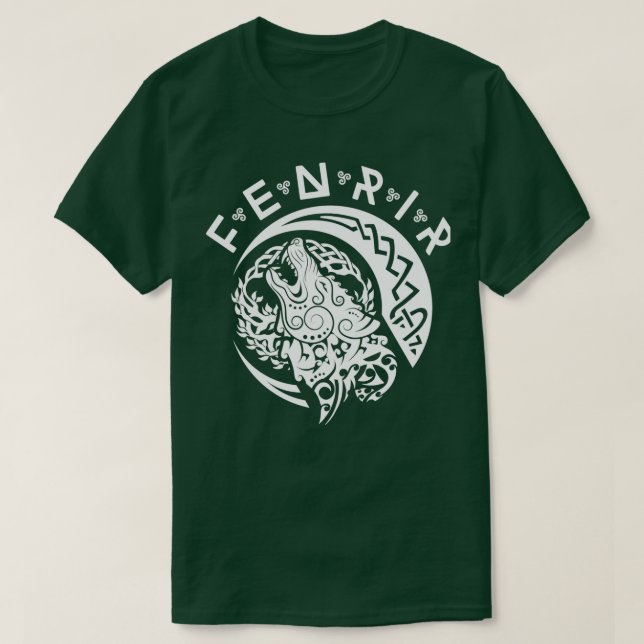 Fenriswolf Fenrir White Wikinger Vikings T-Shirt (Design Front)