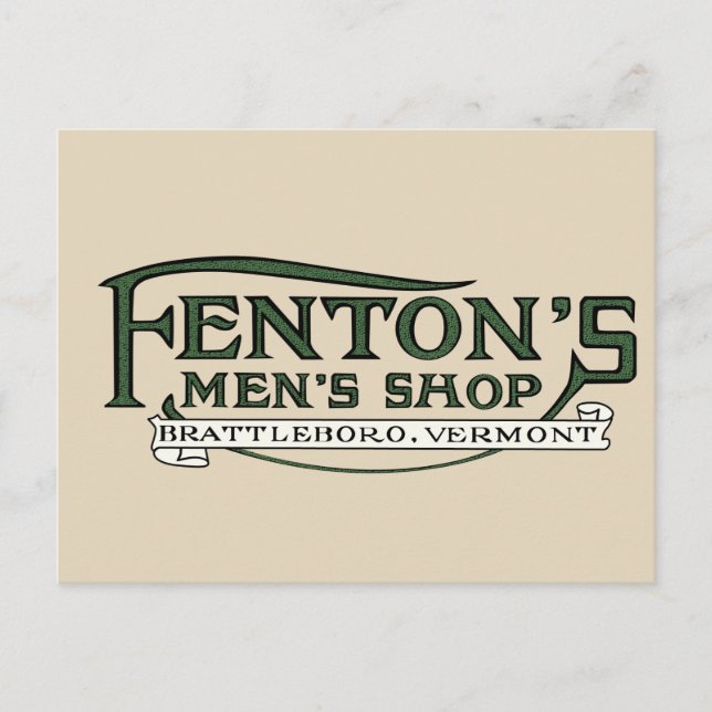 Fenton's Men's Shop Brattleboro Postcard (Front)