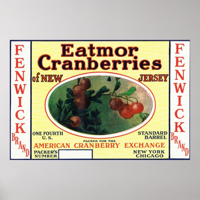 Fenwick Eatmor Cranberries Brand Label Poster (Front)