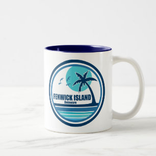 Fenwick Island Delaware Palm Tree Birds Two-Tone Coffee Mug