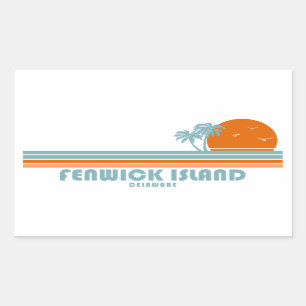 Fenwick Island Delaware Sun Palm Trees Rectangular Sticker