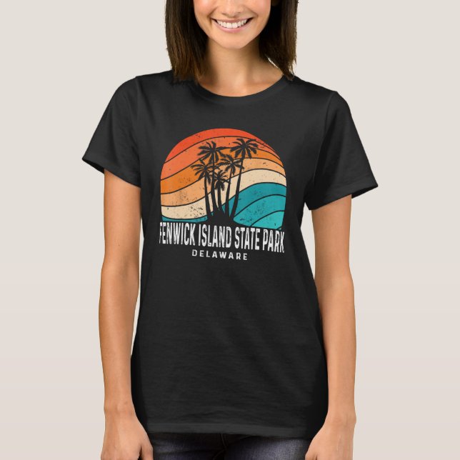 Fenwick Island State Park Delaware Palm Tree Beach T-Shirt (Front)