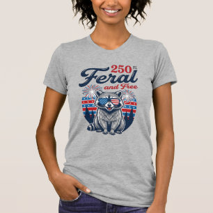 Feral 250 and Free Raccoon Patriotic Vector Design T-Shirt