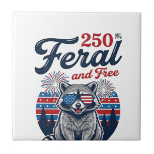 Feral 250 and Free Raccoon Patriotic Vector Design Tile