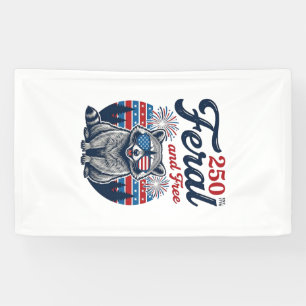 Feral 250 and Free Racoon Patriotic Vector Design Banner