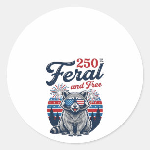 Feral 250 and Free Racoon Patriotic Vector Design Classic Round Sticker