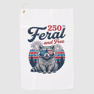 Feral 250 and Free Racoon Patriotic Vector Design Golf Towel