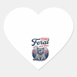 Feral 250 and Free Racoon Patriotic Vector Design Heart Sticker