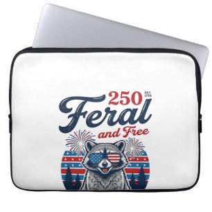 Feral 250 and Free Racoon Patriotic Vector Design Laptop Sleeve