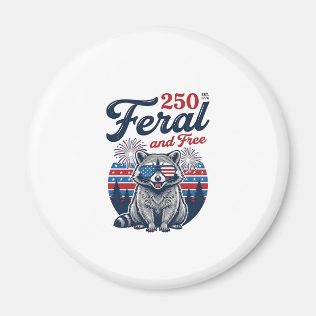 Feral 250 and Free Racoon Patriotic Vector Design Magnet (Front)