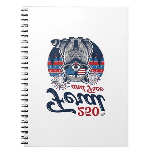Feral 250 and Free Racoon Patriotic Vector Design Notebook (Front)