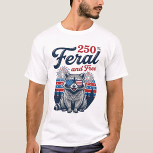 Feral 250 and Free Racoon Patriotic Vector Design T-Shirt
