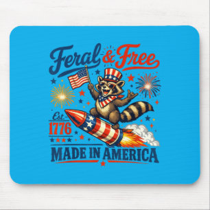 Feral 4th Of July Aamerica Flag Patriotic Racoon Mouse Pad