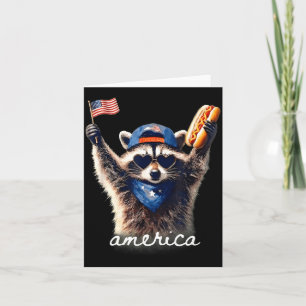 Feral Aamerican Racoon Funny 4th Of July Graphic Card