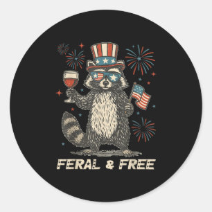 Feral & Free Funny Patriotic Racoon Feral And Classic Round Sticker