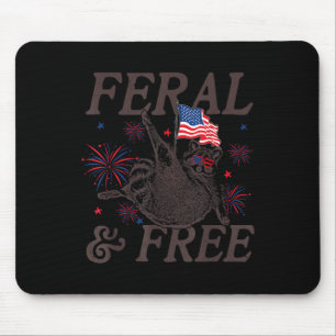 Feral & Free Funny Patriotic Racoon Feral And Mouse Pad